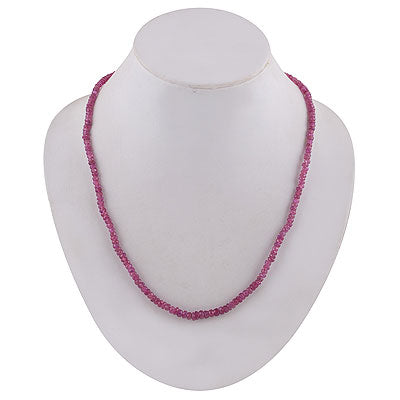 Beautiful Faceted Gemstone Beads Ruby Round Shape .925 Sterling Silver Necklace - R3700047-15