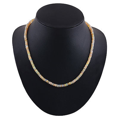 Beautiful Faceted Gemstone Beads Ethiopian Opal Round Shape .925 Sterling Silver Necklace - R3700047-17