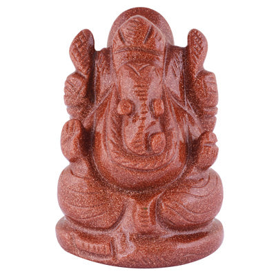 Stunning Lord Ganesha Carved out of Golden Sun Stone Gemstone God figure - R3800014-12