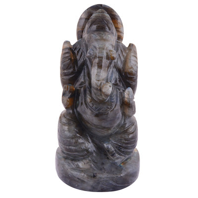 Stunning Lord Ganesha Carved out of Labradorite Gemstone God figure - R3800014-3