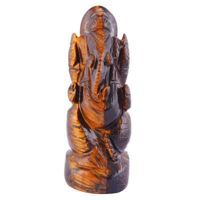Stunning Lord Ganesha Carved out of Tiger's Eye Gemstone God figure - R3800014-6