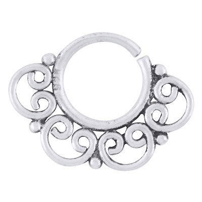 Stunning Handcrafted Work on Plain 925 Sterling Solid Silver Nose & Eye Ring - main product photo (R40290058-1)