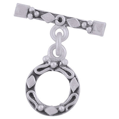 Stunning Oxidised Pattern Handcrafted Plain Silver 925 Sterling Solid Silver Toggle Clasp - R40400007-12