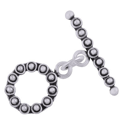 Stunning Oxidised Rawa Work on Plain Silver 925 Sterling Solid Silver Toggle Clasp - R40400007-19