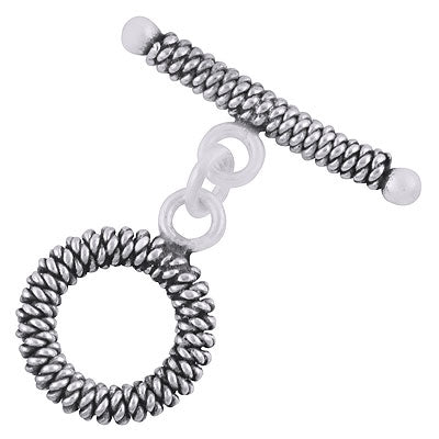 Stunning Braided Work on Plain Silver 925 Sterling Solid Silver Toggle Clasp - R40400007-27