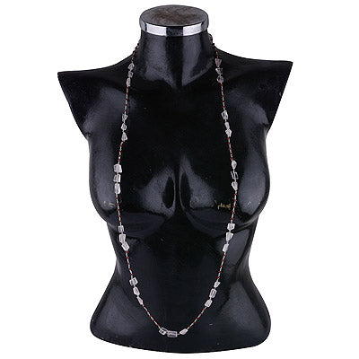925 Sterling Silver Garent,Rose Quartz Cut Stone Necklace - R4100114-49