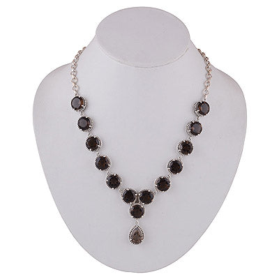 925 Sterling Silver Smoky Topaz Cut Stone Necklace - R4100140-3