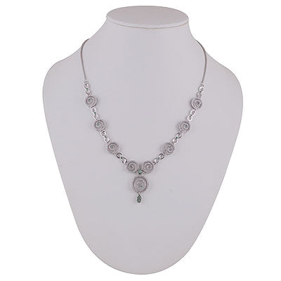 Alluring Multicoloured Gemstone w/ Cubic Zirconia Round Shape 925 Sterling Solid Silver Necklace - R4100162-7