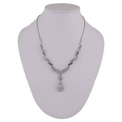 Magnificent Multicoloured Gemstone w/ Cubic Zirconia Round Shape 925 Sterling Solid Silver Necklace - R4100162-8