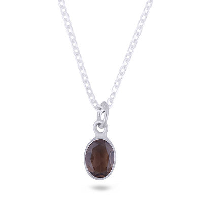 Gorgeous Gemstone Hanging Smoky Topaz Oval Shape 925 Sterling Solid Silver Necklaces - R4100163-27