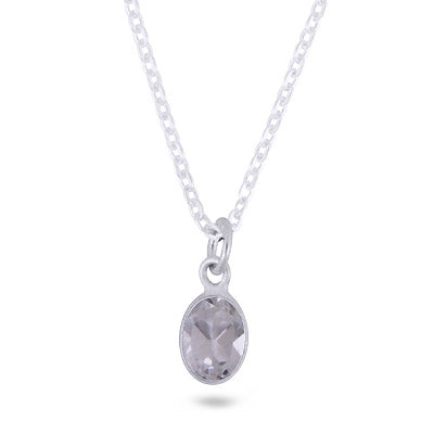 Gorgeous Gemstone Hanging White Cubic Zirconia Oval Shape 925 Sterling Solid Silver Necklaces - R4100163-29