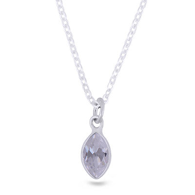Gorgeous Gemstone Hanging White Cubic Zirconia Marquise Shape 925 Sterling Solid Silver Necklaces - R4100168-9