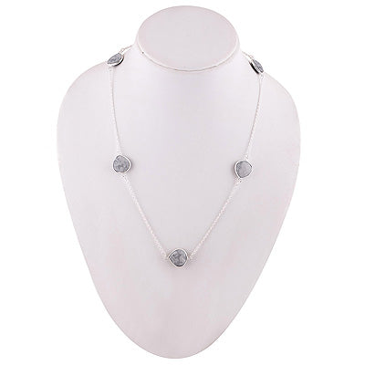 Alluring Multiple Gemstone Howlite Pear Shape 925 Sterling Solid Silver Necklace - R4100183-9