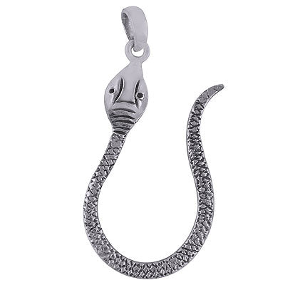Oxidised Textured Snake Plain 925 Sterling Solid Silver Pendant - R4500042-1
