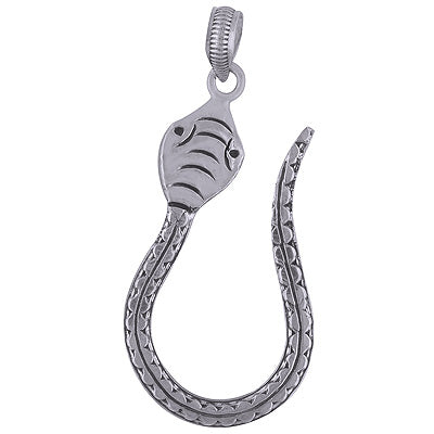 Oxidised Textured Snake Plain 925 Sterling Solid Silver Pendant - R4500042-3