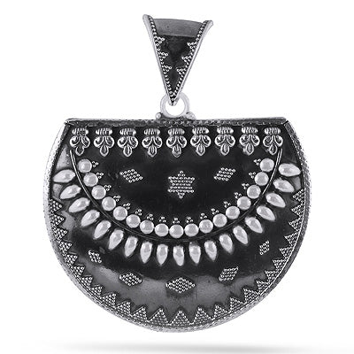 Authentic Oxidised Rawa Work Handcrafted Plain 925 Sterling Solid Silver Pendants - R4500125-1