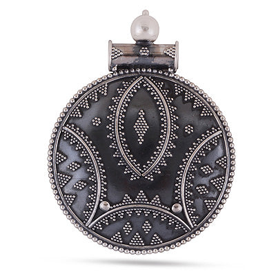 Authentic Oxidised Rawa Work Handcrafted Plain 925 Sterling Solid Silver Pendants - R4500125-2