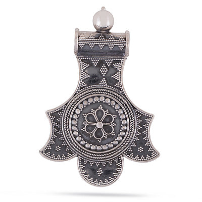 Authentic Oxidised Rawa Work Handcrafted Plain 925 Sterling Solid Silver Pendants - R4500136-1