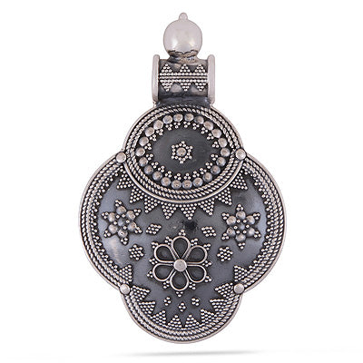 Authentic Oxidised Rawa Work Handcrafted Plain 925 Sterling Solid Silver Pendants - R4500137-1