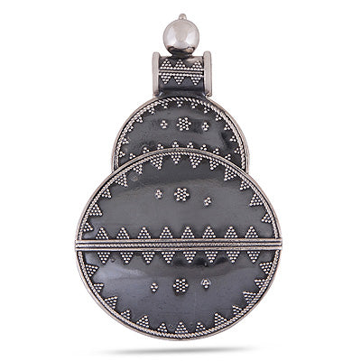 Authentic Oxidised Rawa Work Handcrafted Plain 925 Sterling Solid Silver Pendants - R4500139-1
