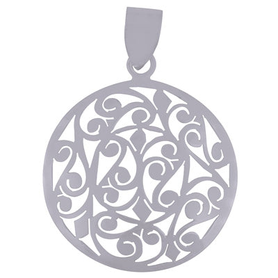 Stunning Jali Cut Work Around Round 925 Sterling Solid Silver Pendant - R4500340-126