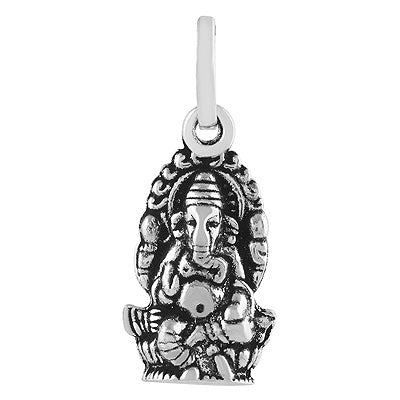 Stunning Lord Ganesha Handcrafted Work Plain 925 Sterling Solid Silver Pendant - R4500459-1