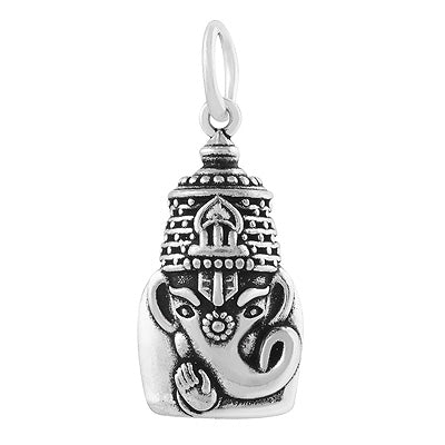 Beautiful Lord Ganesha Handcrafted Work Plain 925 Sterling Solid Silver Pendant - R4500460-1