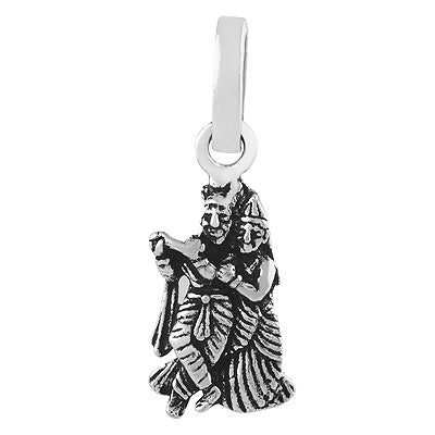 Gorgeous Lord Radhakrishn Handcrafted Work Plain 925 Sterling Solid Silver Pendant - R4500461-1