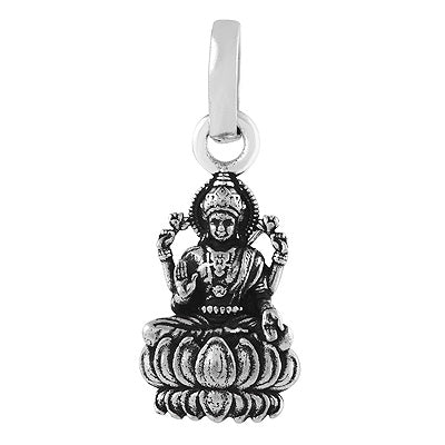 Gorgeous Lord Maa Laxmi Handcrafted Work Plain 925 Sterling Solid Silver Pendant - R4500462-1