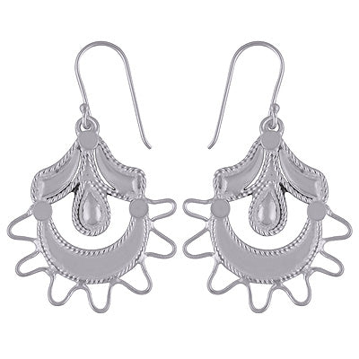 Alluring Plain Handcrafted Work 925 Sterling Solid Silver Dangle Earrings - R4600001-1