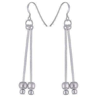 Beautifully Hanging Two sized Textured Balls Plain 925 Sterling Solid Silver Dangle Earrings - R4600001-12