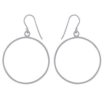 Alluring Plain Circle Plain 925 Sterling Solid Silver Dangle Earrings - R4600001-7