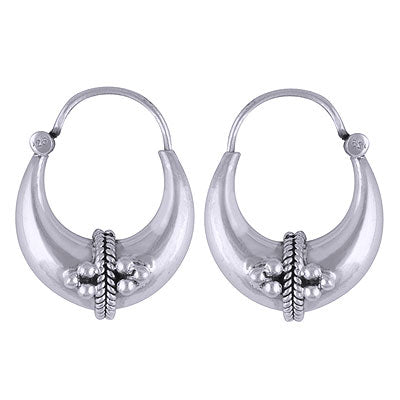 Handmade Rawa Design Bali Plain 925 Sterling Solid Silver Earrings - R4600130-1