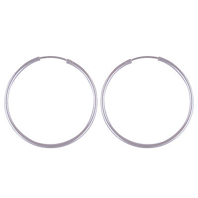 Classic Bali Plain 925 Sterling Solid Silver Hoops Earrings - R4600281-21