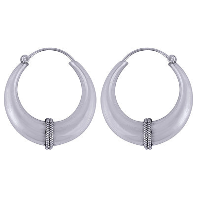 Bali With Wire Work Plain Design 925 Sterling Solid Silver Earrings - R4600386-1