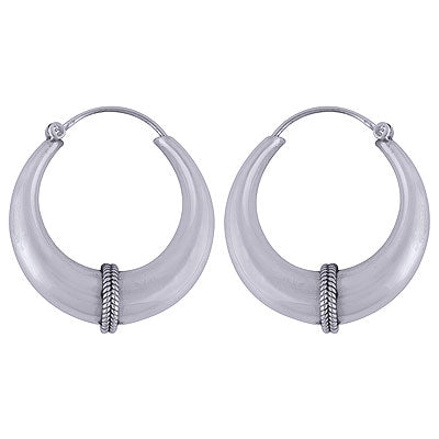 Bali With Wire Work Plain Design 925 Sterling Solid Silver Earrings - R4600386-2
