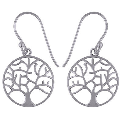 Beautiful Tree of Life Pattern Plain 925 Sterling Solid Silver Earring - R4600910-1