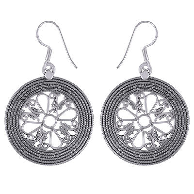 Gorgeous Twisted Wire Work Around Plain 925 Sterling Solid Silver Dangle Earrings - R4600963-1