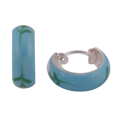Alluring Blue Multicoloured Enamel Flower pattern on Enamel 925 Sterling Solid Silver Earrings - R4600976-14