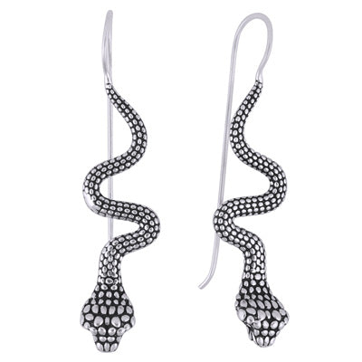 Gorgeous Snake Plain 925 Sterling Solid Silver Dangle Earrings - R4600986-1