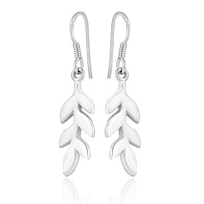 Gorgeous Bay Leaf Plain 925 Sterling Solid Silver Dangle Earrings - R4600994-1