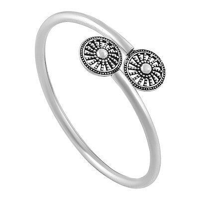 Stunning Chakra With Rawa Work Around Plain 925 Sterling Solid Silver Bangles - R4700071-74