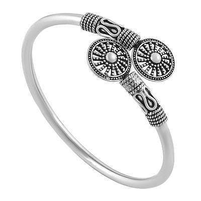 Gorgeous Flower Handcrafted Work Plain 925 Sterling Solid Silver Bangles - R4700071-75