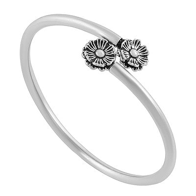 Gorgeous Flower Handcrafted Work Plain 925 Sterling Solid Silver Bangles - R4700071-77