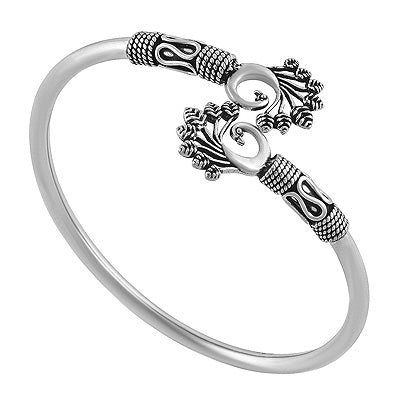 Gorgeous Peacock Inspired Work Around Plain 925 Sterling Solid Silver Bangles - R4700071-79