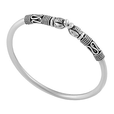 Beautiful Minimal Elephant Heads Plain 925 Sterling Solid Silver Bangles - R4700071-84