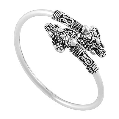 Stunning Lord Ganesha Elephant Inspired Work Plain 925 Sterling Solid Silver Bangles - R4700071-85