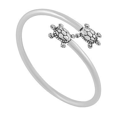 Beautiful Turtle Handcrafted Around Plain 925 Sterling Solid Silver Bangles - R4700071-86