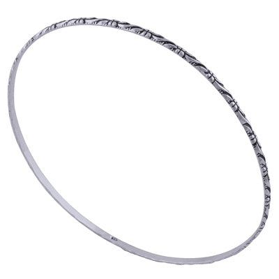 Gorgeous Handcrafted Work Around Plain 925 Sterling Solid Silver Bangle - R4700097-81