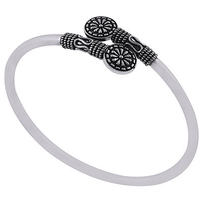 Stunning Oxidised Heart Rawa Work Plain 925 Sterling Solid Silver Bangle - R4700255-262